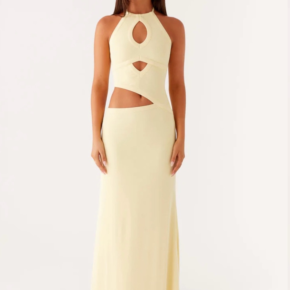 Yellow maxi cut out dress